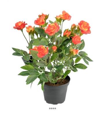 Rosier Orange artificiel en pot H 30 cm