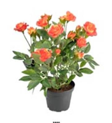 Rosier Orange artificiel en pot H 30 cm