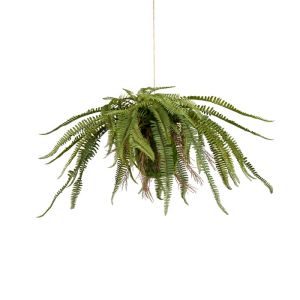 Fougère de Boston sur boule de mousse, plante verte synthétique à suspendre L 60 cm, D 90 cm