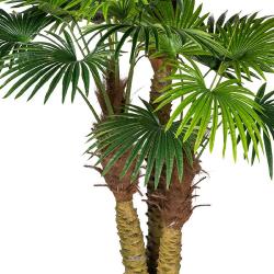 Chamaerops Artificiel Palmier en pot H 185 cm 3 troncs