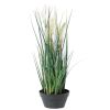 Fausse Graminée herbe de roseau factice H 50 cm 3 plumets en pot