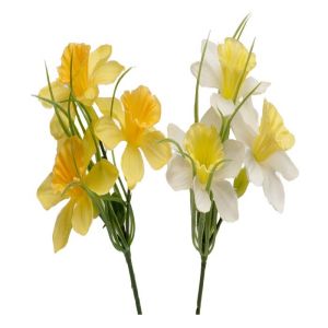Narcisses factices en Mini bouquets X6 assorties  H 15 cm en piquet