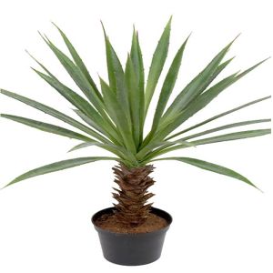 Agave artificiel en pot, sur grand pied, H 40 cm, D 30 cm