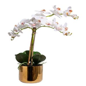 Fausse plante fleurie, Orchidée en pot, H 75 cm