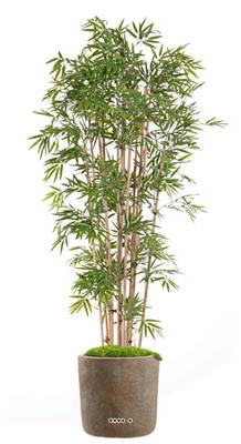 Bambou artificiel en pot 12 cannes, 2400 feuilles, H 180 cm, D 60 cm