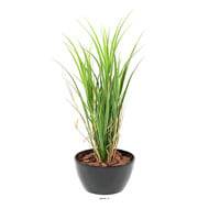 Herbe factice avec effet bois en pot très dense et large H 115 cm Vert