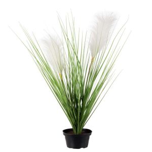 Herbe de la pampa en pot factice H 69 cm D 35 cm 2 plumeaux superbe original en pot