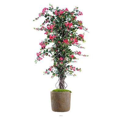 Faux Bougainvillier en pot tronc naturel H 150 cm Rose fushia