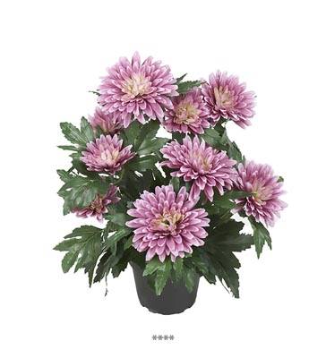 Fleurs Chrysanthème artificiel mauve violet en pot H 30 cm