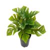 Faux Philodendron Monstera en pot feuilles ouvertes H 17 cm D 21 cm