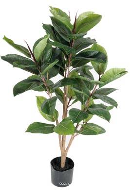 Ficus Robusta Artificiel tronc PE en pot beau et rare H90cm D65cm Vert