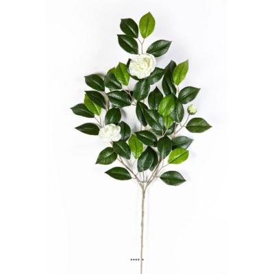 Très jolie branche de camelia artificiel H 55cm avec fleurs crème