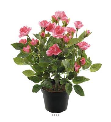 Rosier Rose Fushia artificiel en pot H 30 cm