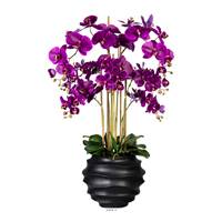 Fausse Orchidee en vase résine noir H 105 cm D 75 cm 7 hampes toucher reel Mauve violet