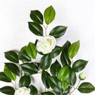 Très jolie branche de camelia artificiel H 55cm avec fleurs crème